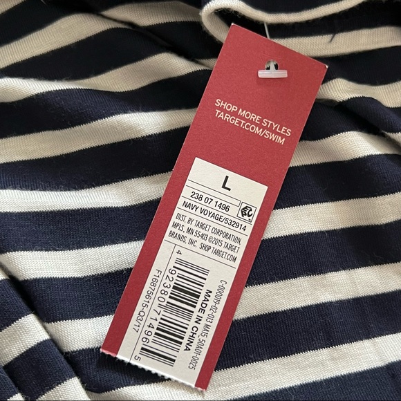 ✨NWT✨ MERONA LONG SLEEVE NAVY BLUE & WHITE STRIPPED SWIMSUIT COVERUP ⚓️🤍💙 - Picture 4 of 4